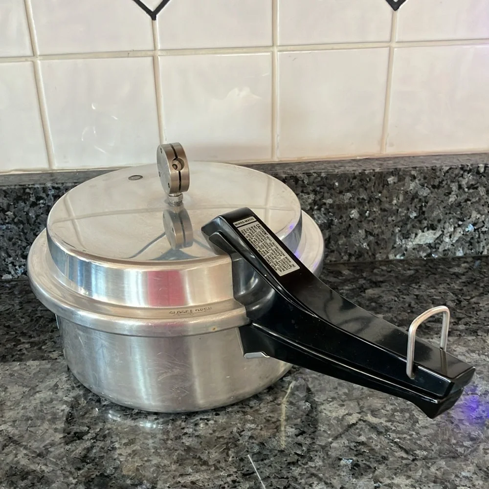 Stainless Steel Pressure Cooker with Black Handle - Silver
